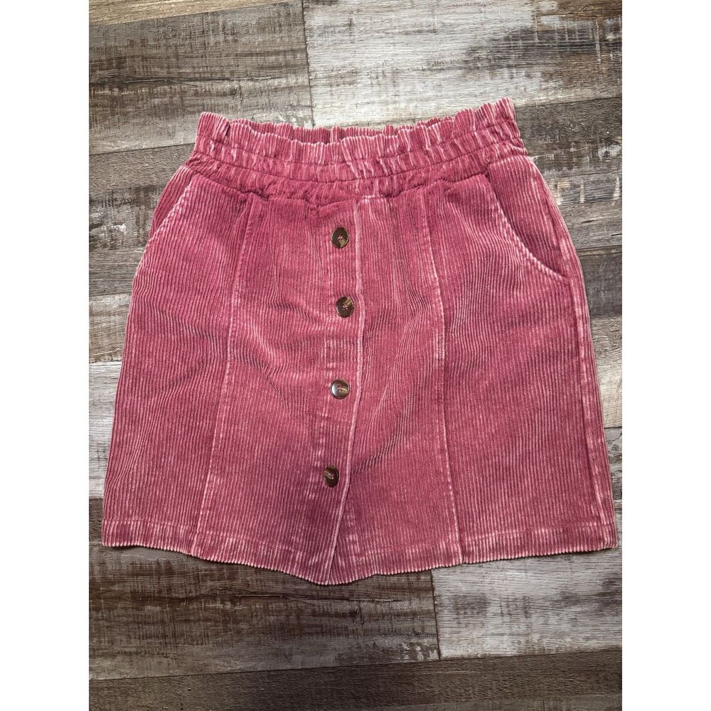 NWT Pink Corduroy Button-Front Mini Skirt Size Small